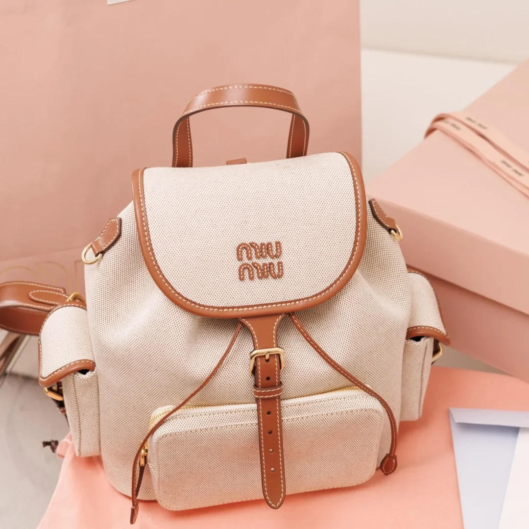 Miu Miu Canvas and Leather Backpack