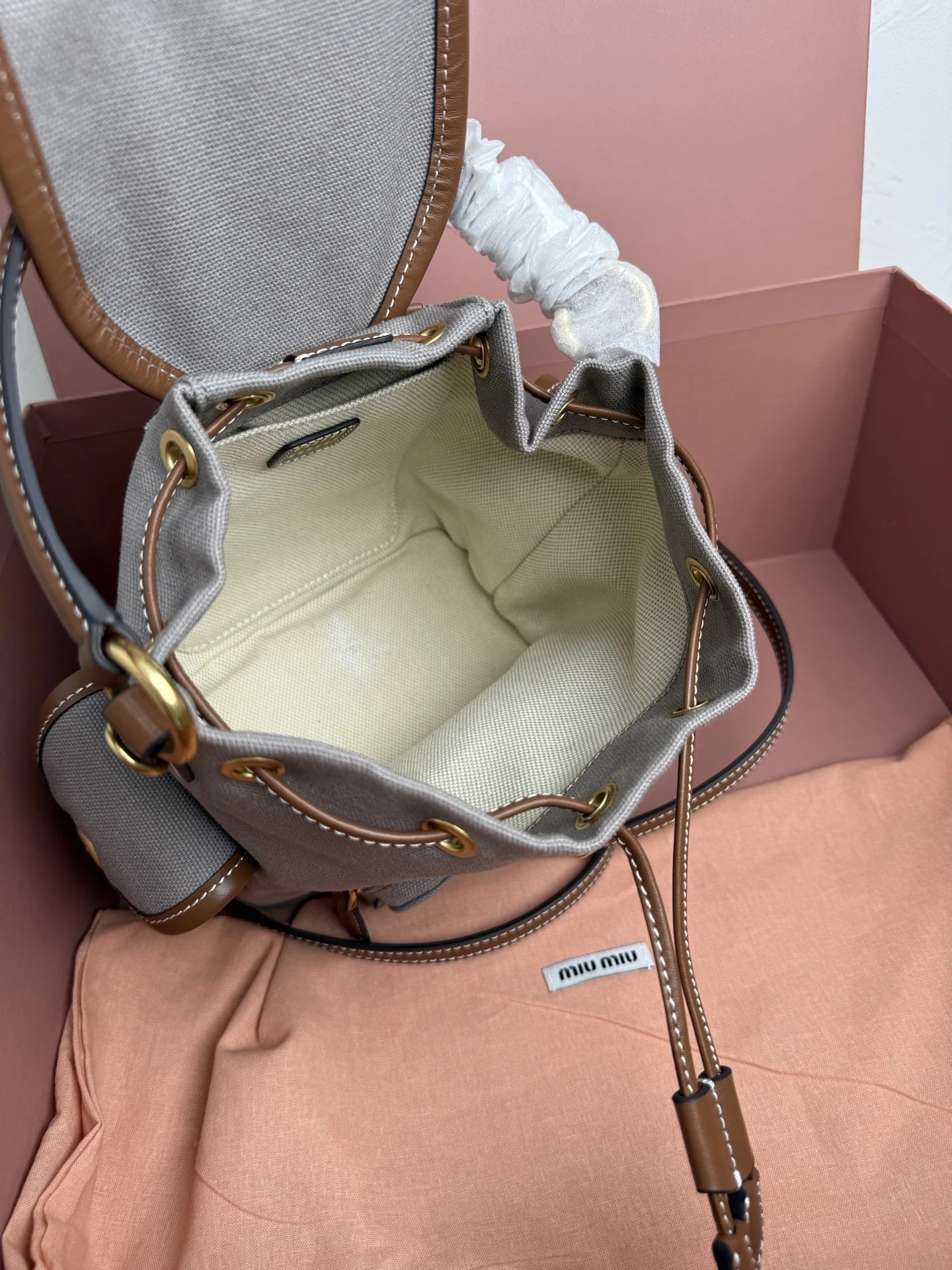 Miu Miu Canvas and Leather Backpack Miu Miu Canvas and Leather Backpack