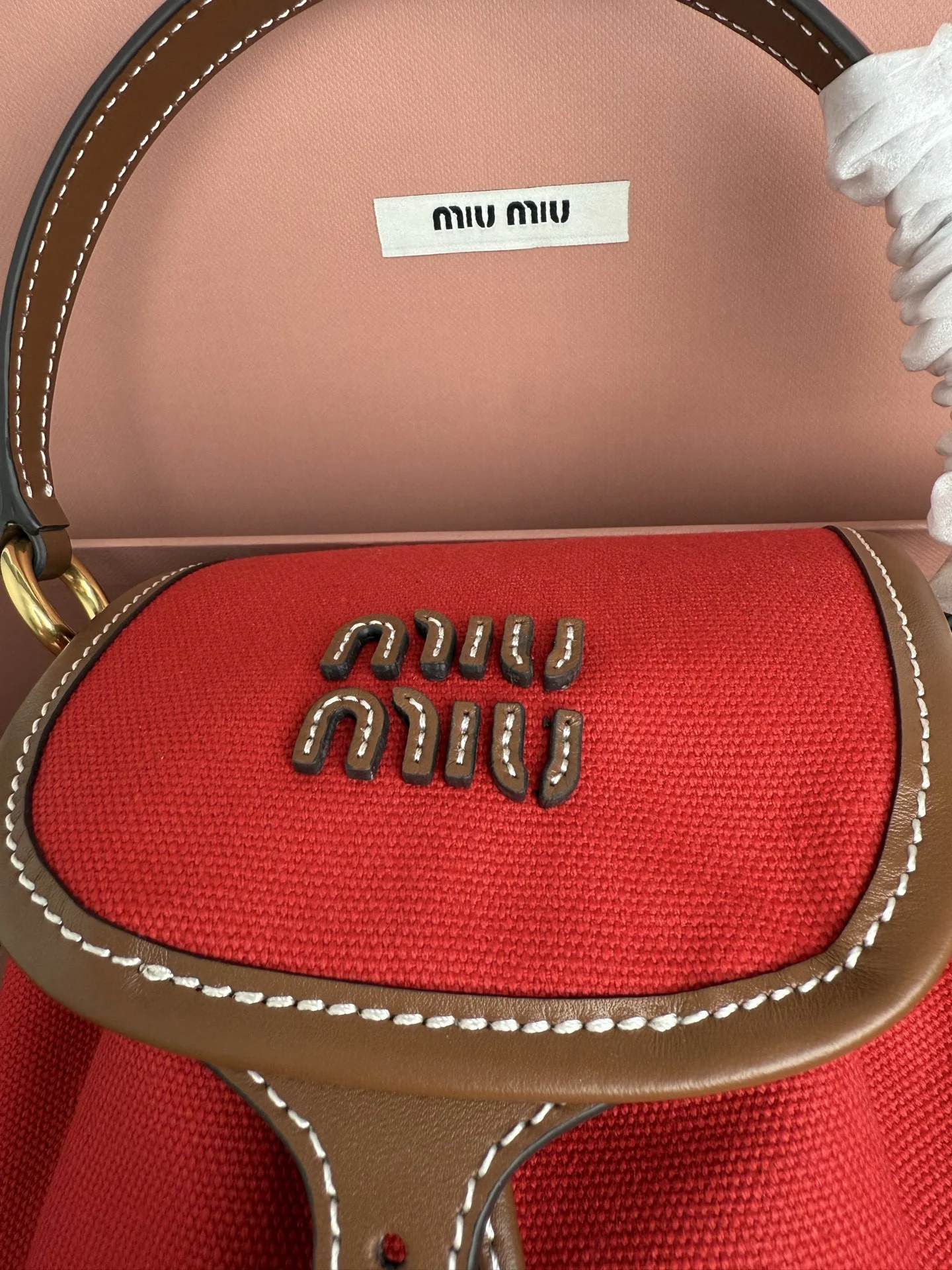 Miu Miu Canvas and Leather Backpack Miu Miu Canvas and Leather Backpack