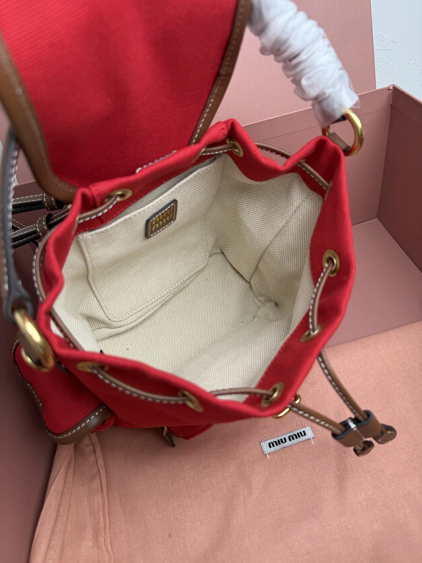 Miu Miu Canvas and Leather Backpack