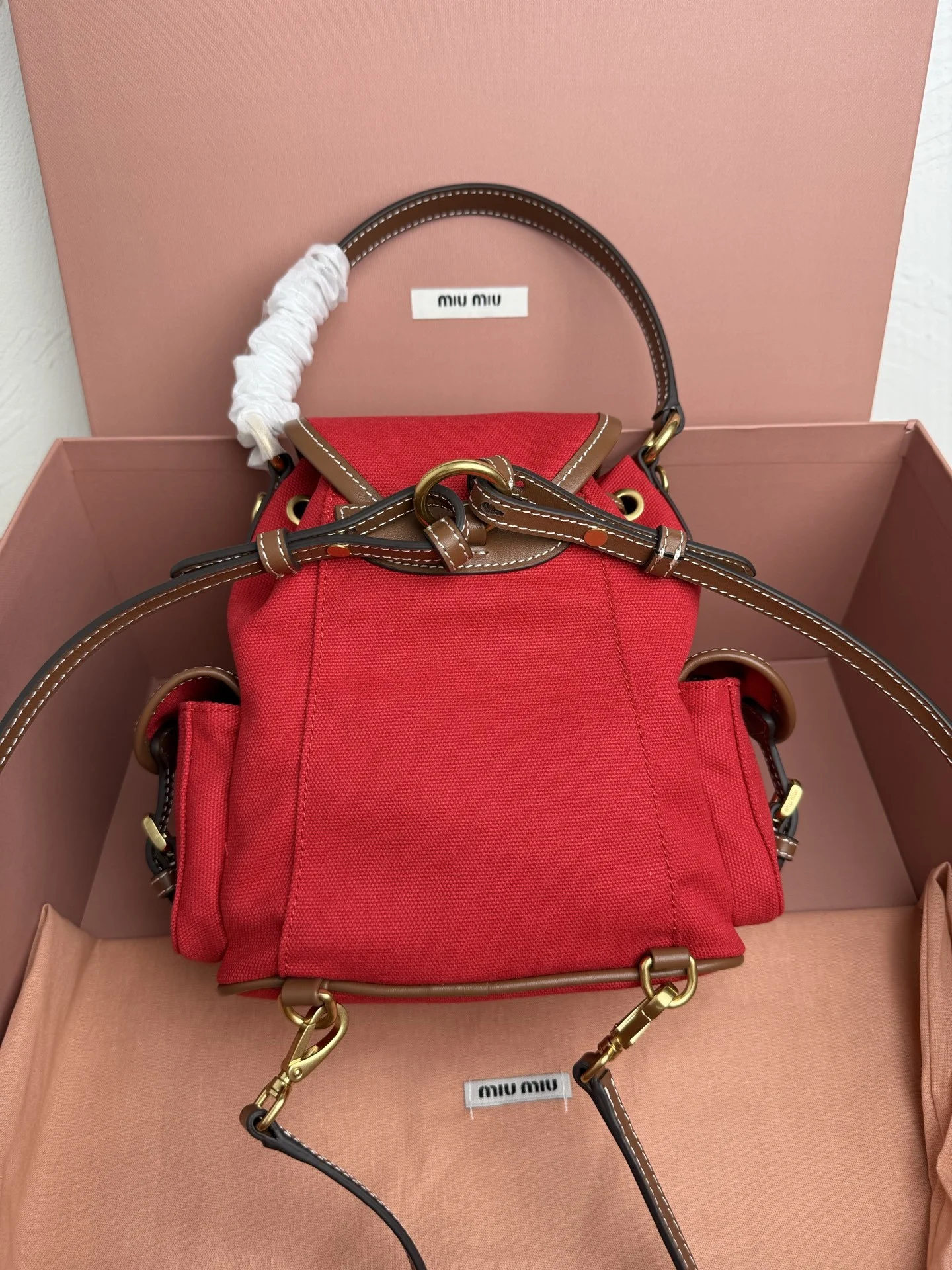 Miu Miu Canvas and Leather Backpack